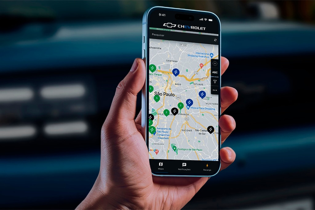 Encontre pontos de recarga para a Captiva EV 2026 com o app MyChevrolet Charging